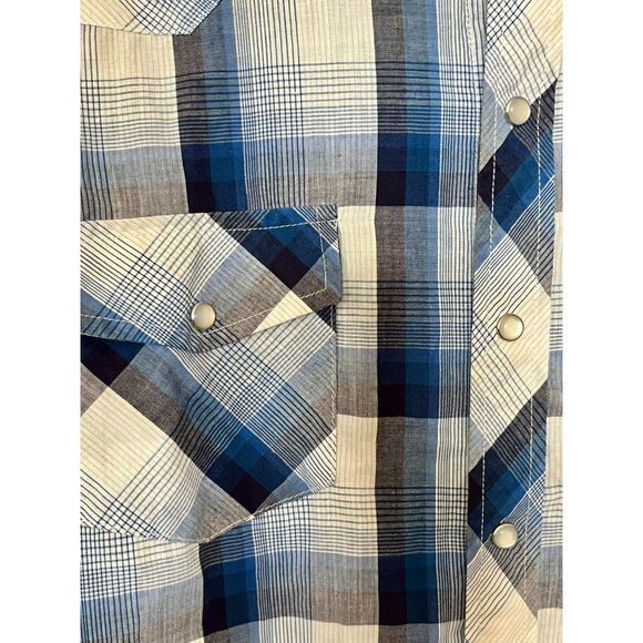 Roper Youth Child Boys XL Pearl Snap Plaid Blue Long Sleeve Shirt Western Cowboy - Picture 7 of 7